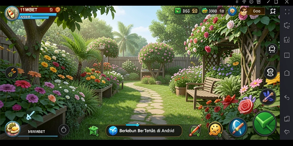 Gameplay Farming seru di aplikasi 11WBET dengan kebun yang luas.