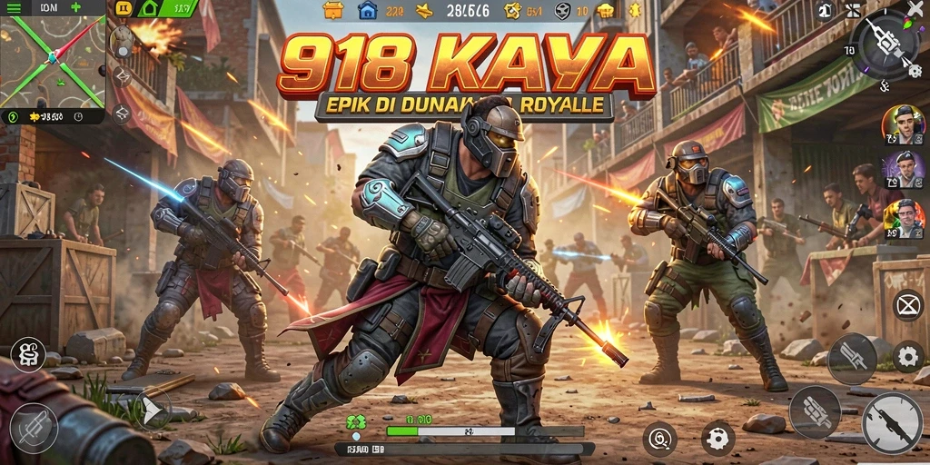 Tampilan gameplay mendebarkan dari pertarungan Battle Royale.