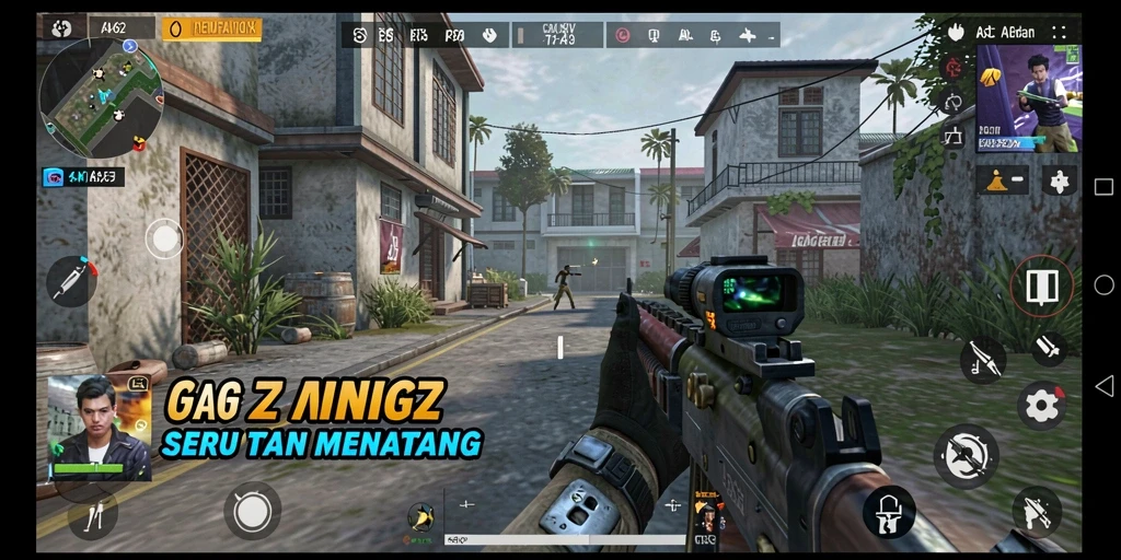 Tampilan gameplay mendebarkan dalam AA62 dengan aksi tembak-menembak yang intens.