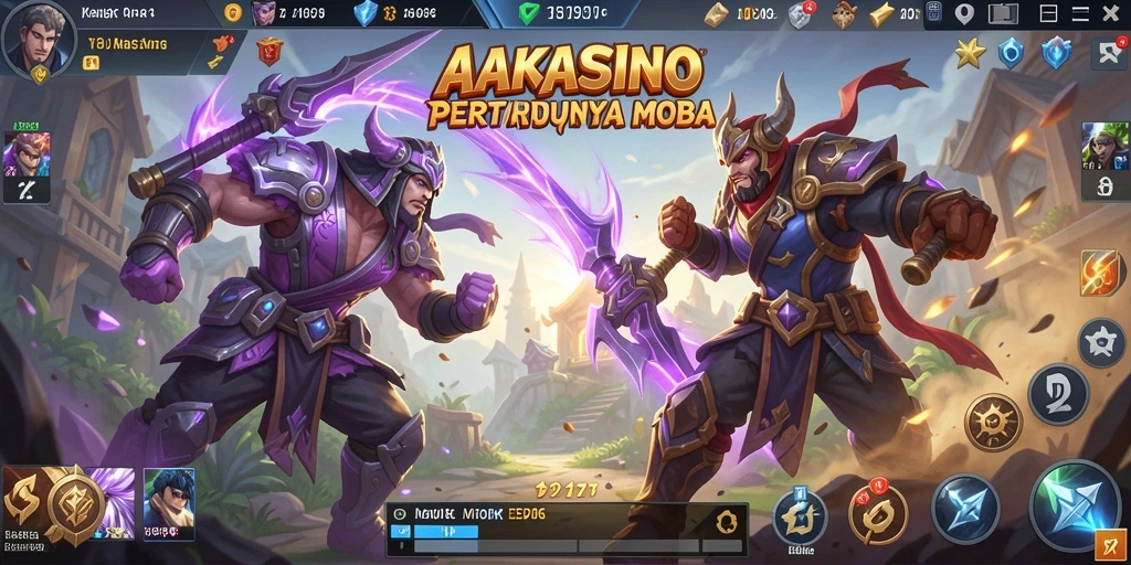Tampilan gameplay AAKASINO yang mendebarkan dalam arena MOBA.