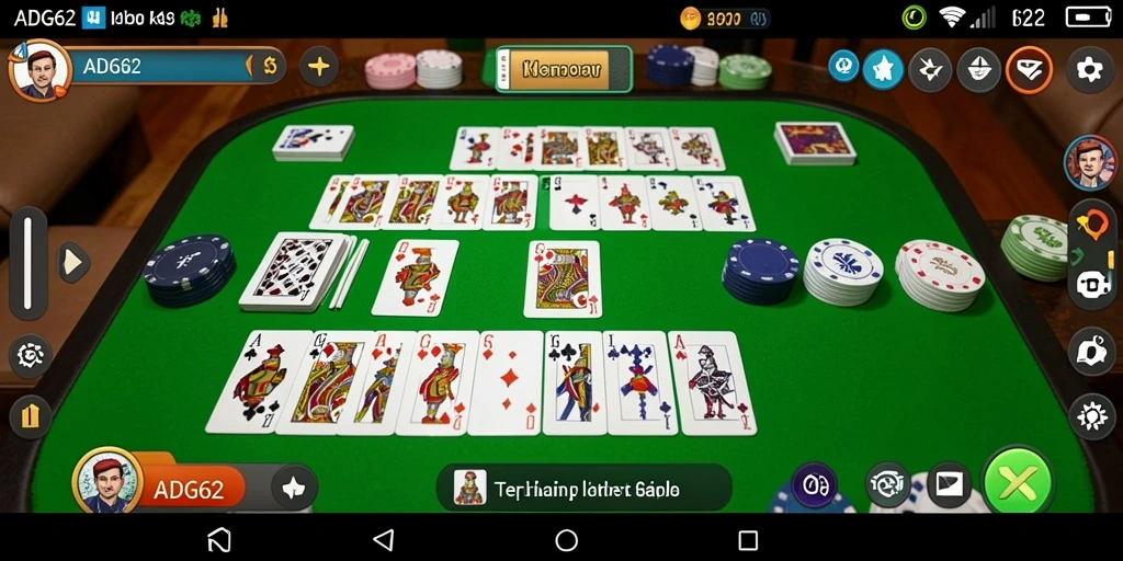 Screenshot gameplay ADG62 menampilkan keseruan bermain Gaple secara online.