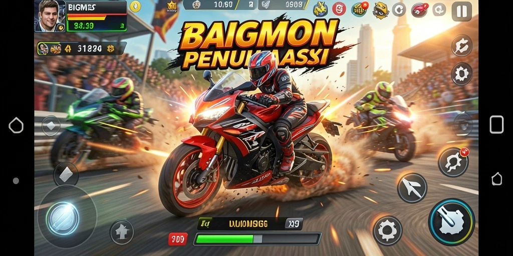 Gameplay mendebarkan di trek balapan motor luar biasa.