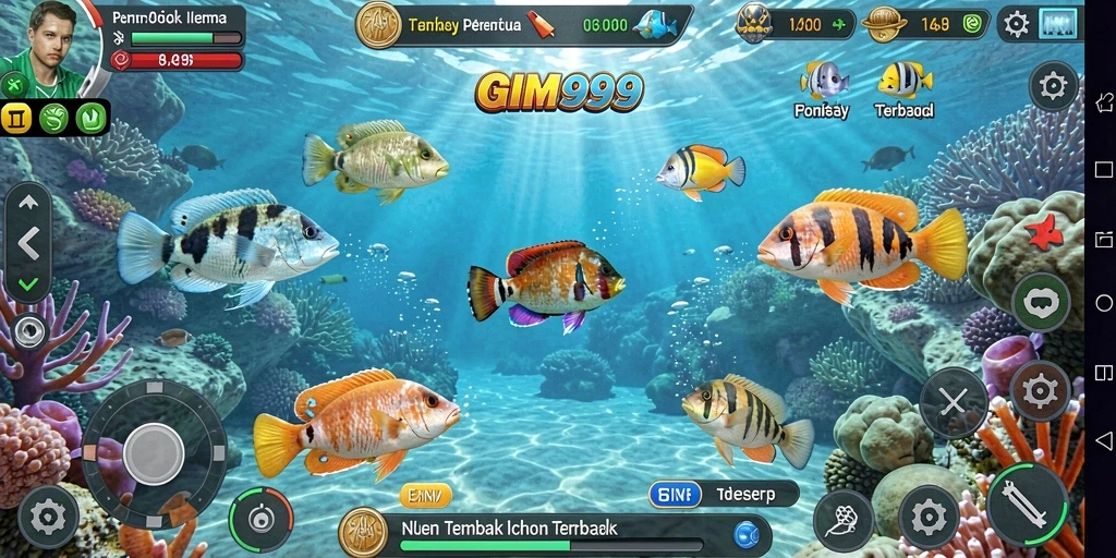 Screenshot utama GIM999 menampilkan keseruan gameplay Tembak Ikan.
