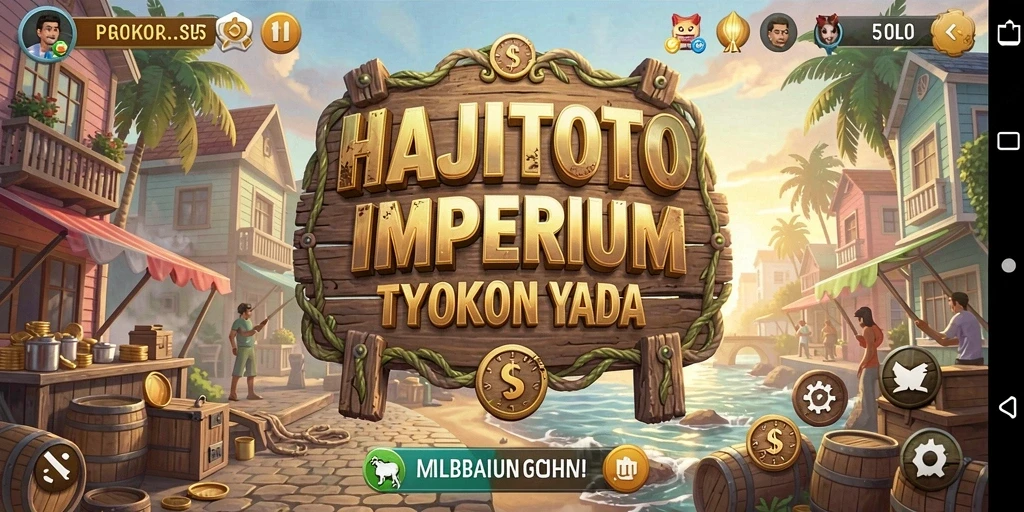 Tampilan gameplay <strong>HAJITOTO</strong> dengan elemen manajemen dan strategi bisnis.