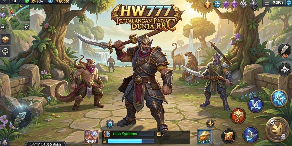 Screenshot HW777 menampilkan aksi pertarungan epik dalam dunia RPG.