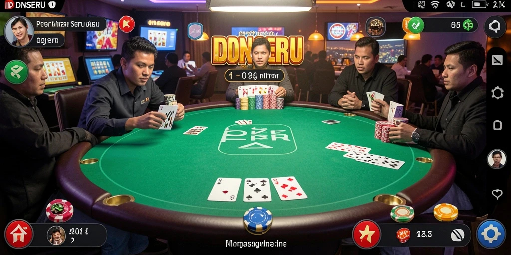 Gameplay mendebarkan di IDNSERU dengan suasana Poker yang realistis.