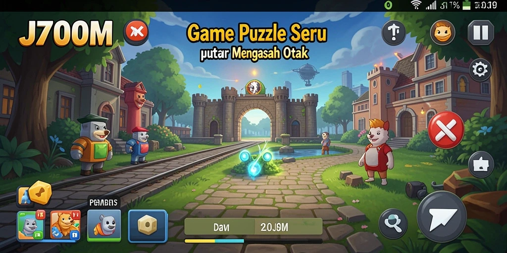 Tangkapan layar gameplay J200M menampilkan teka-teki yang menantang.