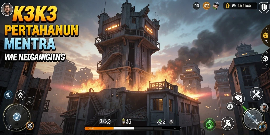Screenshot K3K3 menampilkan aksi seru strategi Tower Defense.