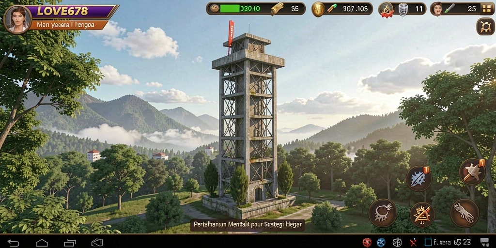 Menggambarkan aksi seru dari gameplay Tower Defense LOVE678.