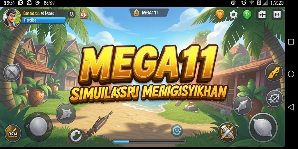 Tampilan gameplay <strong>MEGA111</strong> yang menunjukkan interaksi pemain dan lingkungan.