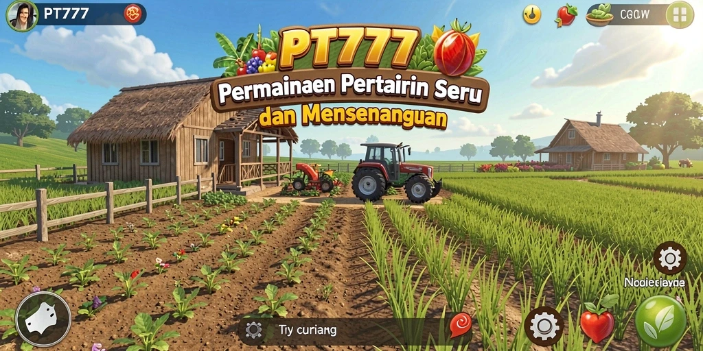 Tampilan gameplay PT777 dengan aktivitas bertani yang menarik.