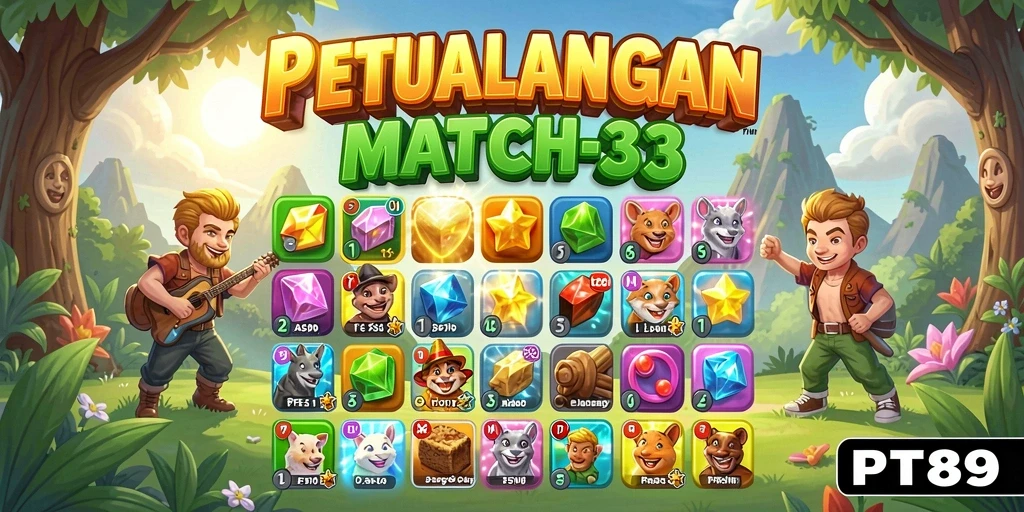 Tampilan gameplay seru saat mencocokkan buah dalam PT89.
