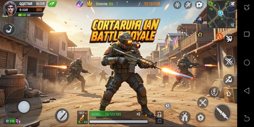 Gameplay intens di QQSTAR dengan aksi Battle Royale seru.