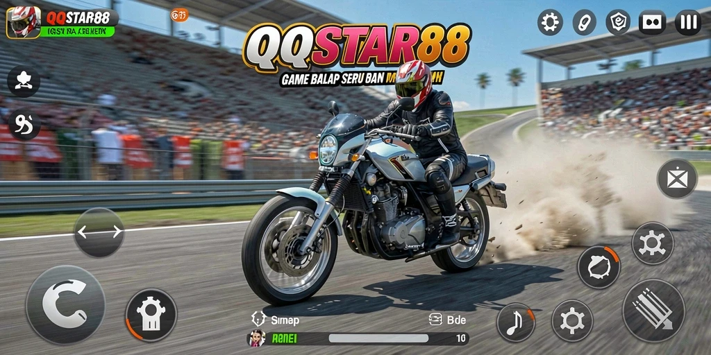 Screenshot utama QQSTAR88 menampilkan aksi balapan yang mendebarkan.