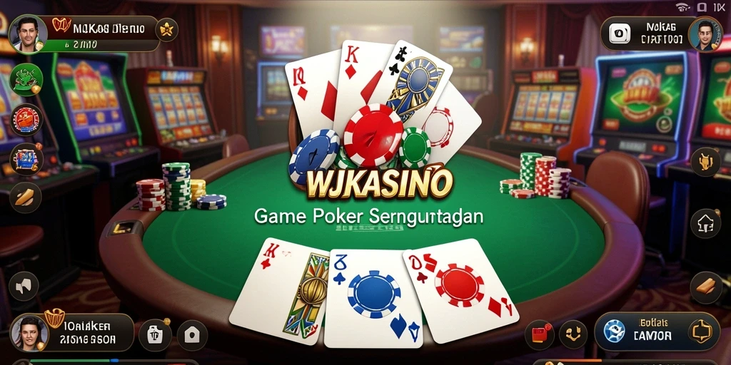 Tampilan utama gameplay WJKASINO yang memperlihatkan aksi poker seru.